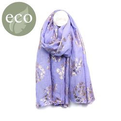 Lilac Washed Finish Metallic Cow Parsley Print Scarf