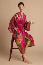 Powder Hummingbird Kimono Gown - Raspberry
