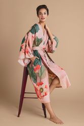 Powder Crane at Sunrise Kimono Gown - Petal