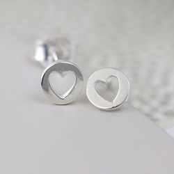 Sterling Silver Cut-Out Heart Stud Earrings