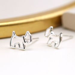 Sterling silver scottie dog stud earrings