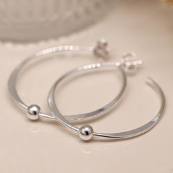 Sterling Silver Hoop & Bead Earrings