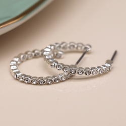 Silver Plated Crystal Set Hoops