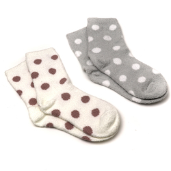 Grey/Cream/Mauve Dot Pattern Cosy Sock - 2pk