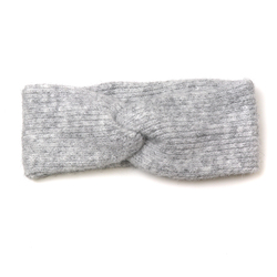 Soft Grey Ribbed Knitted Recycled Poly/Wool Blend Cosy Headband
