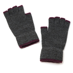 Grey/Burgandy Men's Fingerless Gloves