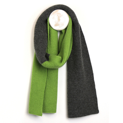 Black/Lime Two Tone Ribbed Men's Knitted Scarf