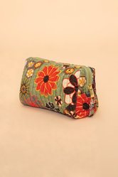 Powder Small Quilted Vanity Bag - 70s Kaleidoscope Floral, Sage