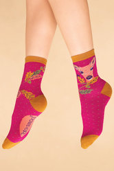 Powder Enchanted Evening Doe Ankle Socks - Fuchsia