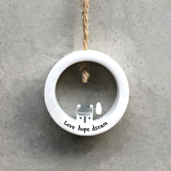 Porcelain Hanging House in a Circle - Love, Hope, Dream
