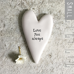 Porcelain Tiny Heart Token - Love You, Always