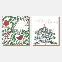 Robins & Tree Charity Christmas Card Pack of 8