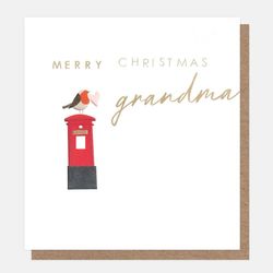 Merry Christmas Grandma - Postbox & Robin
