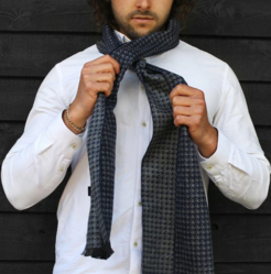 Blue Houndstooth Bamboo Scarf