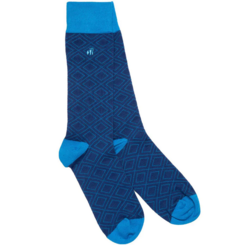 Blue Diamond Bamboo Socks - UK Shoe Size: 7-11