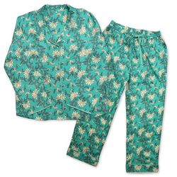 Turquoise Spaced Out Floral Long Sleeve Eco Pyjamas