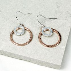 Rose Gold And Silver Plated Rings Drop Earrings