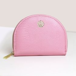 Baby Pink Faux Leather Half Moon Coin Purse
