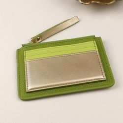 Lime Metallic Mix Faux Leather Card Holder