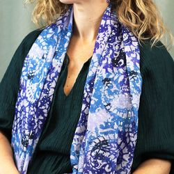 Recycled Blues Paisley Print Scarf