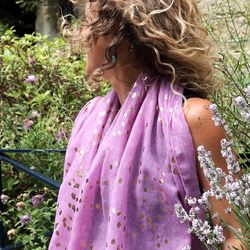 Recycled Lilac & Rose Gold Large Speckle Print Scarf