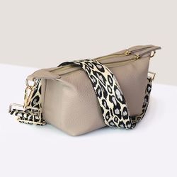 Fawn Vegan Leather Double Zip Bag with Animal Strap