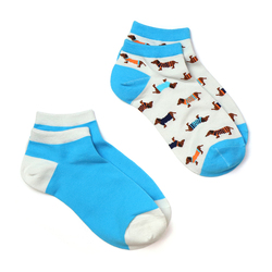 Blue & White Sausage Dog Trainer Socks - Pack of 2
