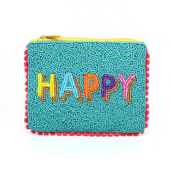 Turquoise Happy Beaded Holiday Purse