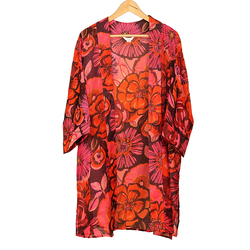 Vibrant Pink & Red Mix Floral Print Longer Length Kimono
