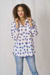 Amalfi Cotton Shirt Printed Pattern (BF) Blue