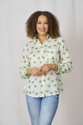 Amalfi Cotton Shirt Printed Pattern Green