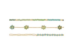 Daphne Pack of 3 Beaded Bacelets - Green/Multi