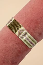 Powder Beaded Bracelet Medium - Pink Diamonds & Gold Bar