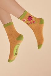 Powder Ladybird Ankle Socks - Mustard