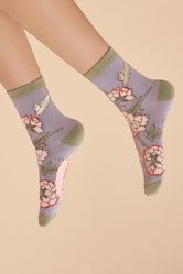 Powder Lilac Paisley Ankle Socks