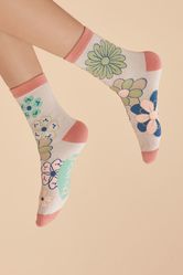 Powder 70s Kaleidoscope Floral Ankle Socks - Coconut