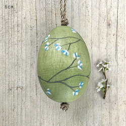Blossom Painted Egg - Moss Green