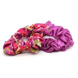 Vibrant Floral & Purple Scrunchie Duo