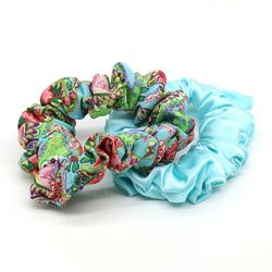 Turquoise Paisley Scrunchie Duo