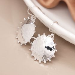 Sterling Silver Hammered Sun Disc Earrings