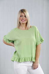 Cotton Frill Edge Top - Lime