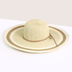 Cream & White Stripe Wide Brim Sun Hat