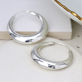Silver Hoop Earring With Smooth Rounded Finish
