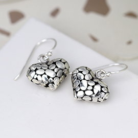 Sterling Silver Heart Earring With Pebble Finish