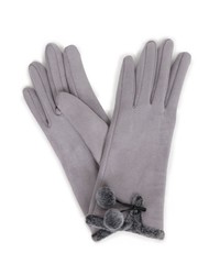 Amelia Faux Suede Gloves - Pale Grey