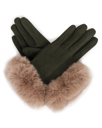 Bettina Faux Suede Gloves - Sage/Stone