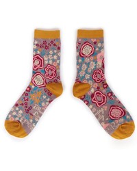 Abstract Floral Ankle Sock - Lilac